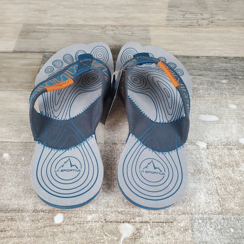 La Sportiva Mens Swing Sandals Sz 6.5 Space Blue Maple Slip On Flip Flops Thong